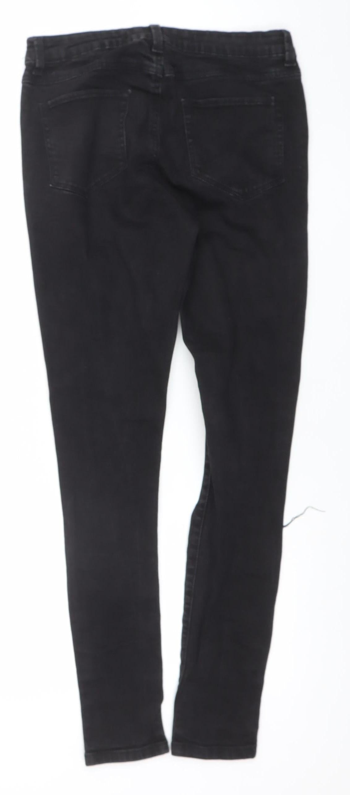 Denim Co. Womens Black Skinny Distressed Jeans Size 12