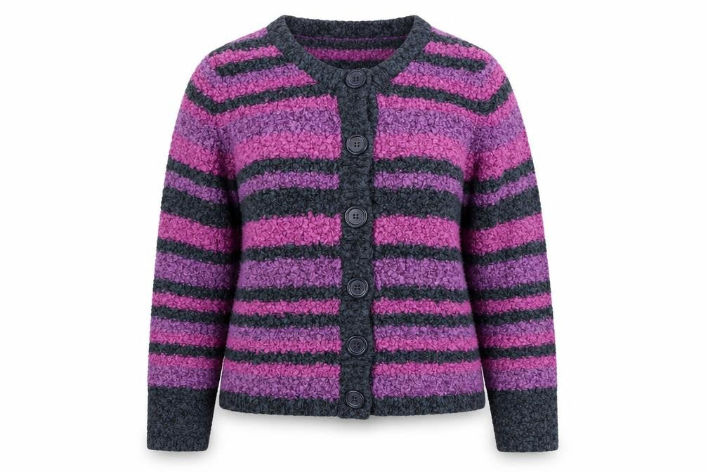 Front view of Honor Millburn Women's Multicoloured Striped Cardigan M 14-16 Knit