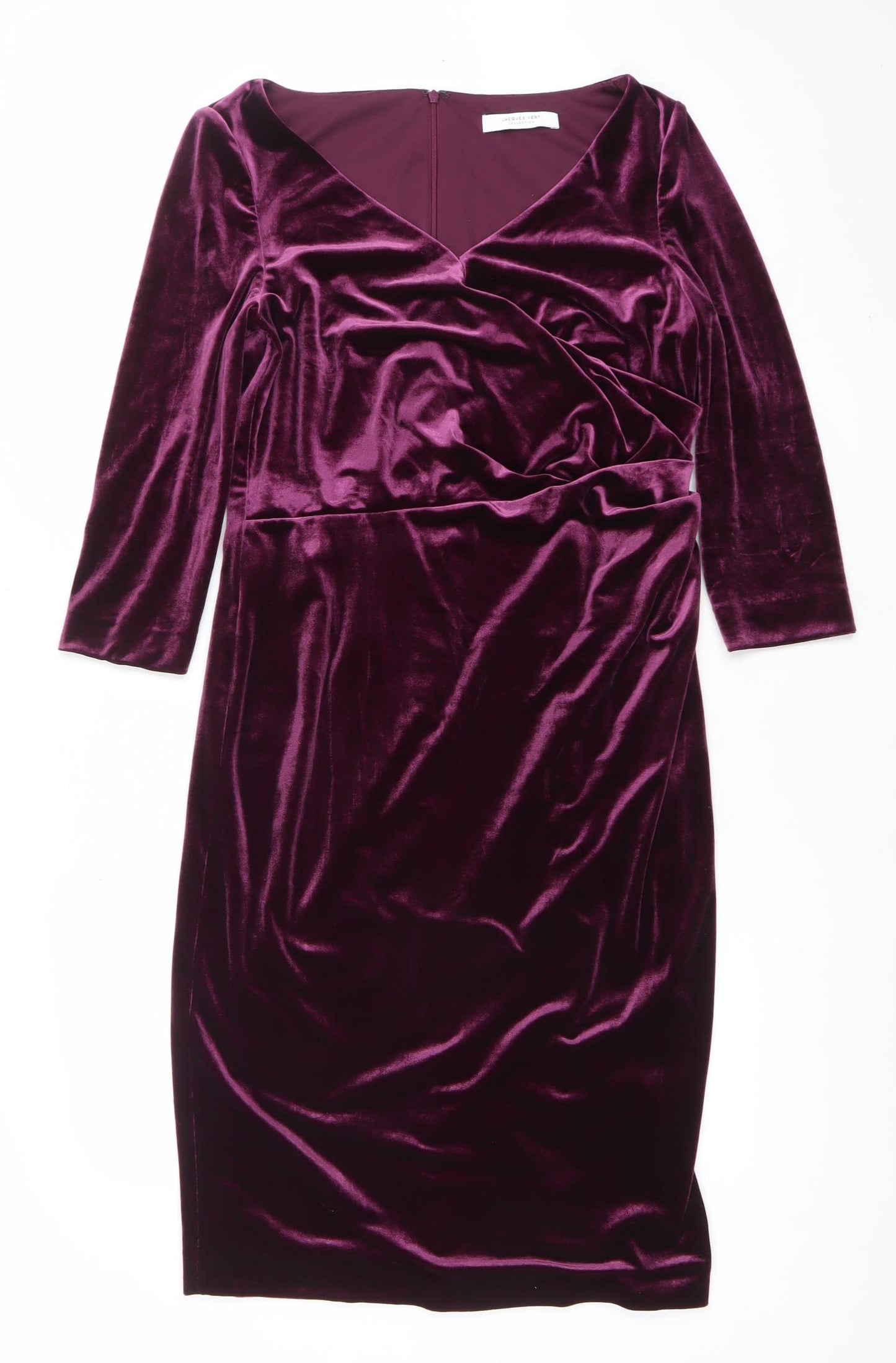 Jacques Vert Women’s Purple Velvet Bodycon Knee Length Dress Size 10