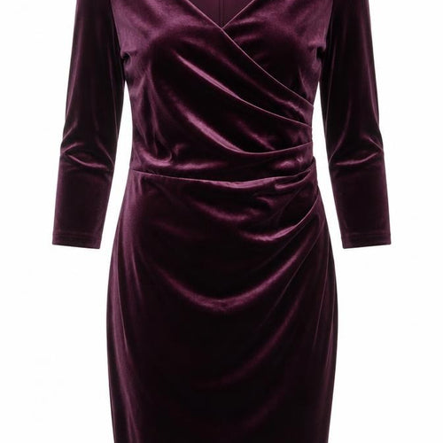 Jacques Vert Women’s Purple Velvet Bodycon Knee Length Dress Size 10