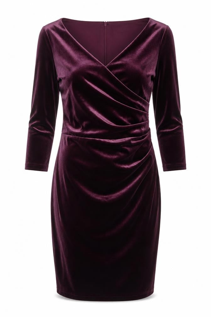 Jacques Vert Women’s Purple Velvet Bodycon Knee Length Dress Size 10