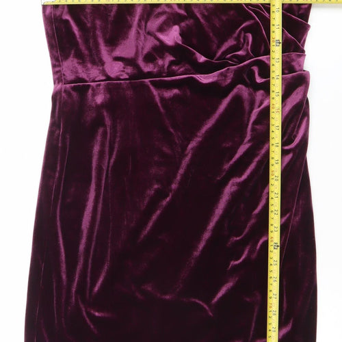 Jacques Vert Women’s Purple Velvet Bodycon Knee Length Dress Size 10