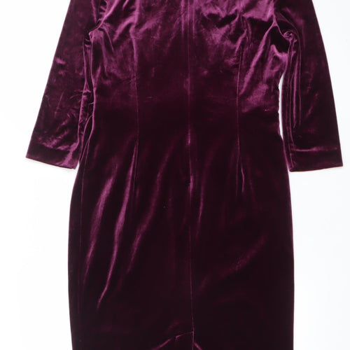 Jacques Vert Women’s Purple Velvet Bodycon Knee Length Dress Size 10