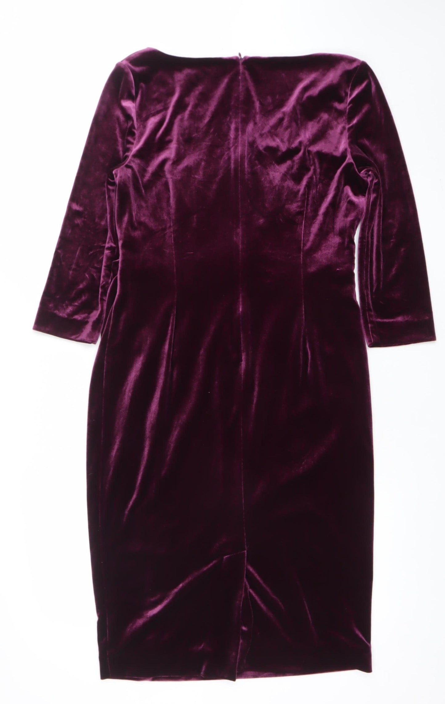 Jacques Vert Women’s Purple Velvet Bodycon Knee Length Dress Size 10