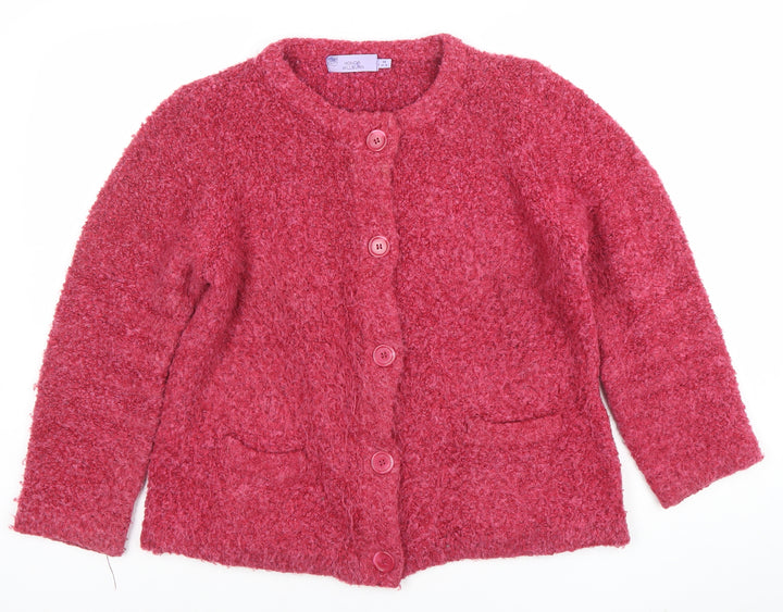 Honor Millburn Women Pink Wool Blend Button Cardigan M 14-16