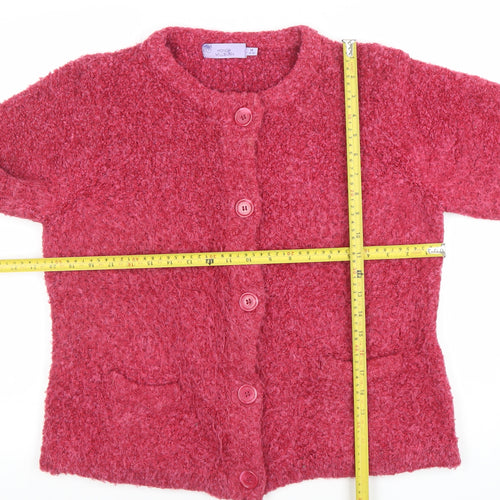 Honor Millburn Women Pink Wool Blend Button Cardigan M 14-16