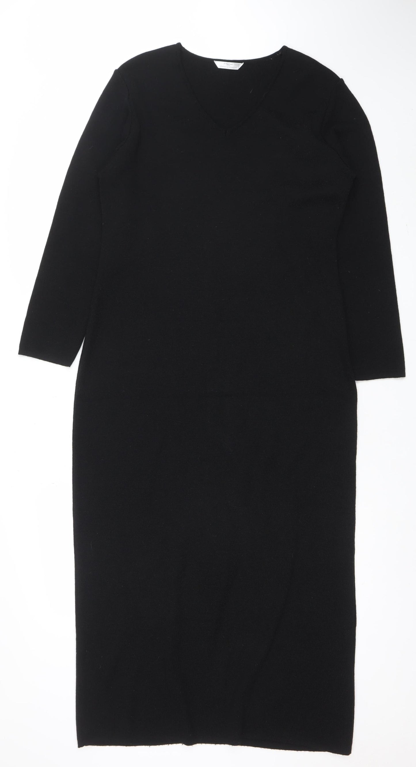 Marks and Spencer Women’s Black Wool Blend Bodycon Knee Length Dress Size 14