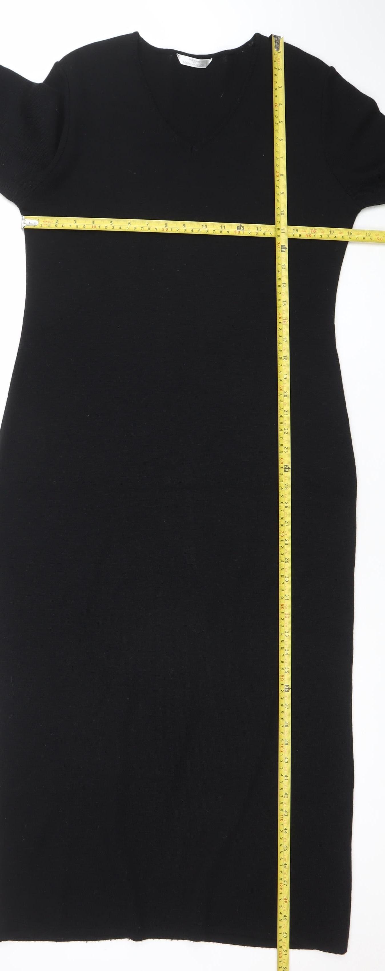 Marks and Spencer Women’s Black Wool Blend Bodycon Knee Length Dress Size 14