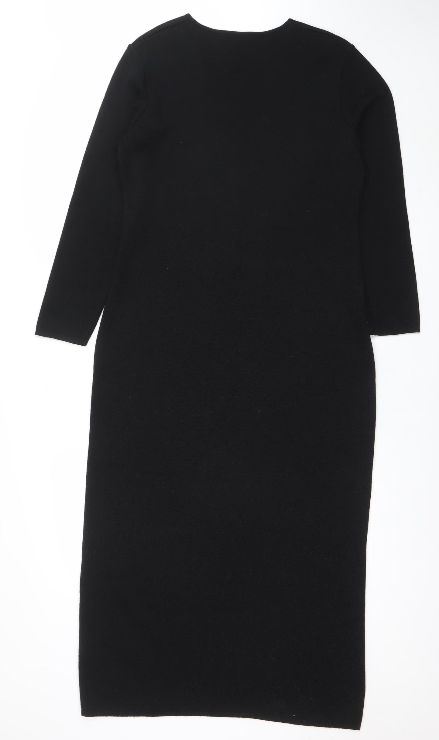 Marks and Spencer Women’s Black Wool Blend Bodycon Knee Length Dress Size 14