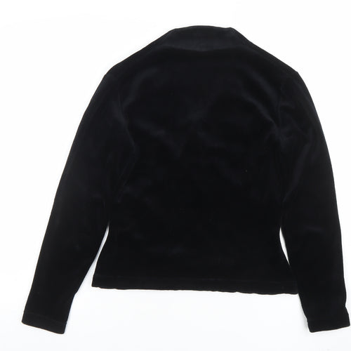 Monsoon Women Black Velvet Wrap Blouse Size 12 Long Sleeve