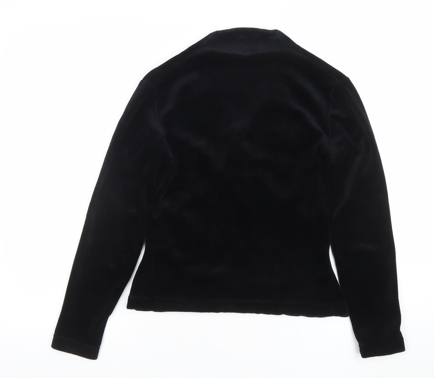 Monsoon Women Black Velvet Wrap Blouse Size 12 Long Sleeve
