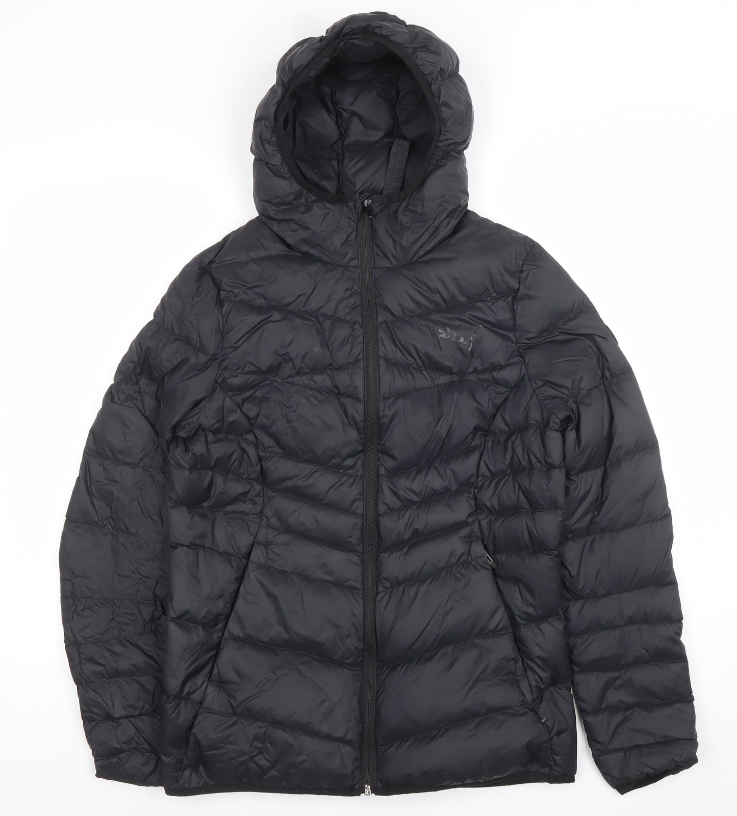 Puma Women's Black Size 12 Hooded Puffer Jacket Coat