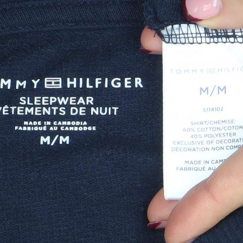Tommy Hilfiger Mens Navy Lounge Top M Long Sleeve Cotton Blend