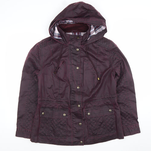 Marks and Spencer Womens Purple Hooded Quilted Parka Jacket Size 14