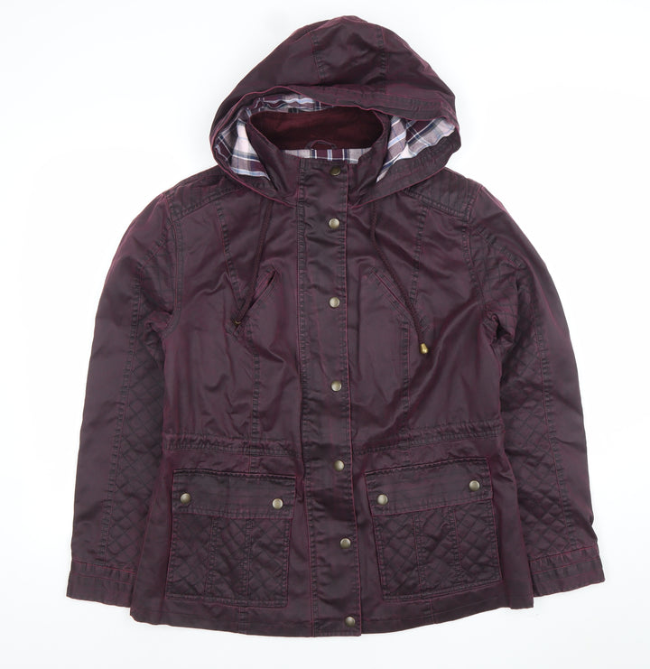 Marks and Spencer Womens Purple Hooded Quilted Parka Jacket Size 14
