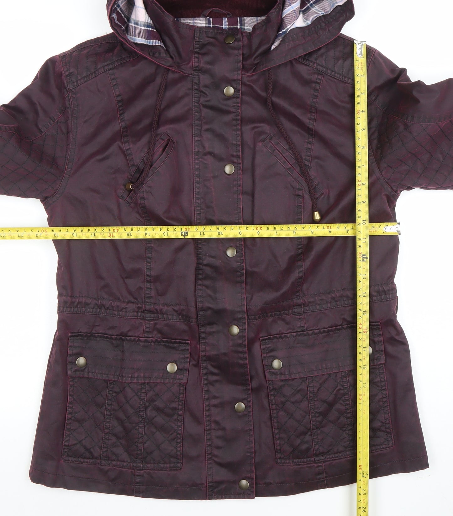 Marks and Spencer Womens Purple Hooded Quilted Parka Jacket Size 14