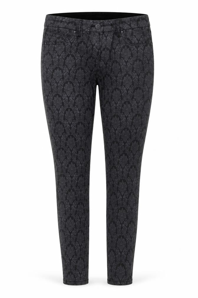 Front view of Next Women’s Black Skinny Jeans, size UK 8R, Stretch Patterned Denim