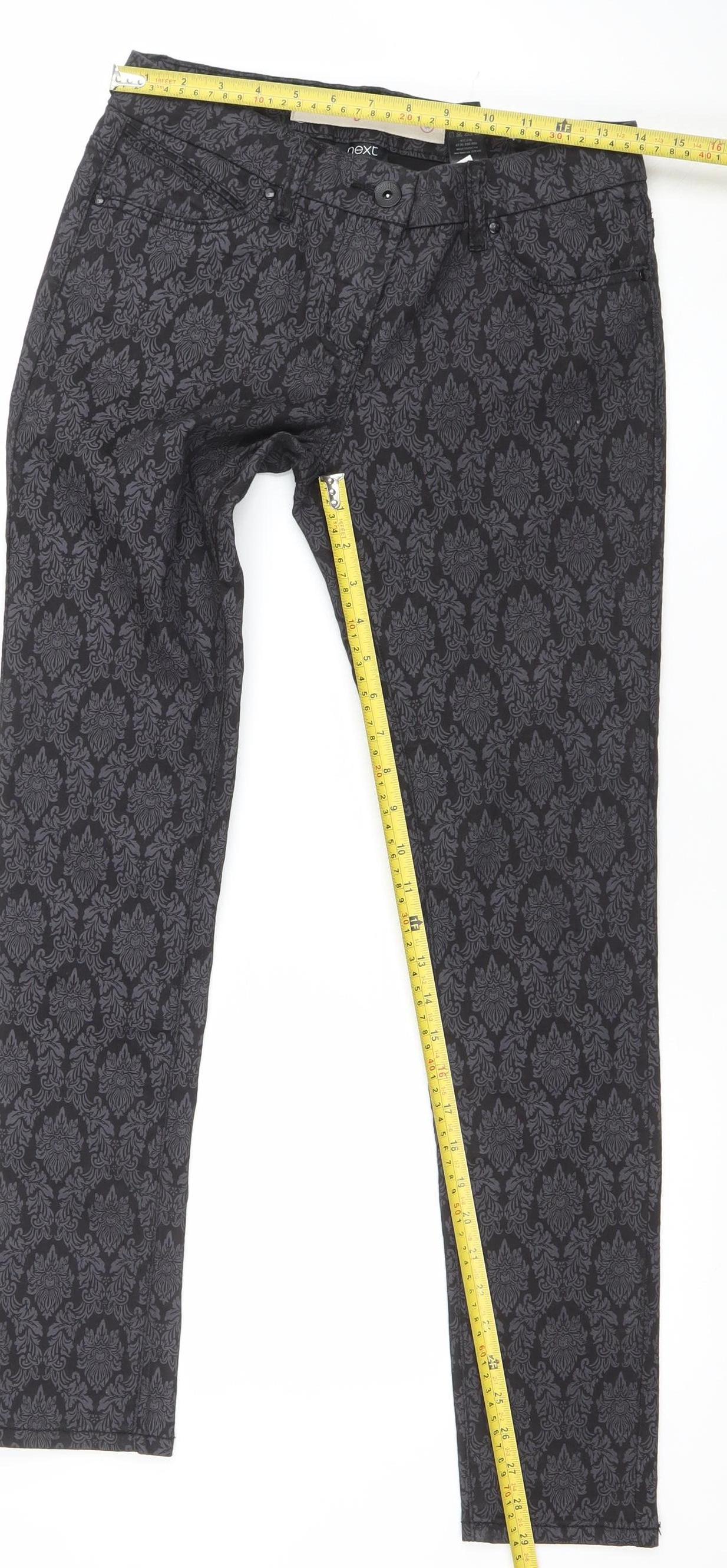 Next Women’s Black Skinny Jeans Size 8R Stretch Patterned Denim