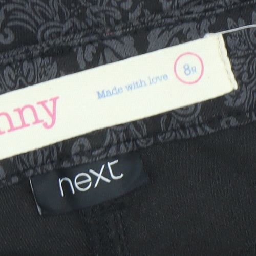 Next Women’s Black Skinny Jeans Size 8R Stretch Patterned Denim
