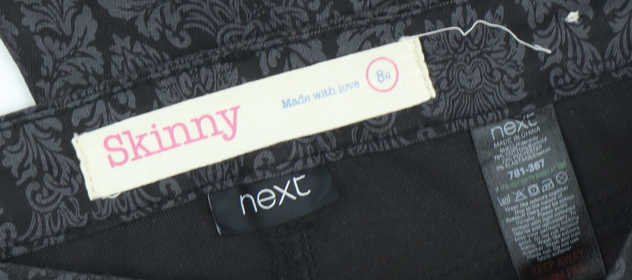 Next Women’s Black Skinny Jeans Size 8R Stretch Patterned Denim