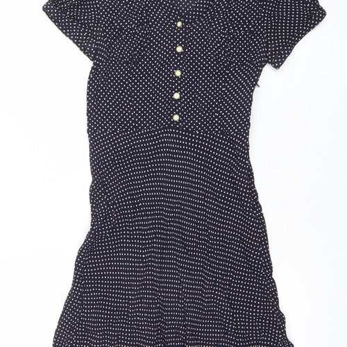 By Thierry Holland Women’s Blue Polka Dot Beaded Fit & Flare Dress Size 6