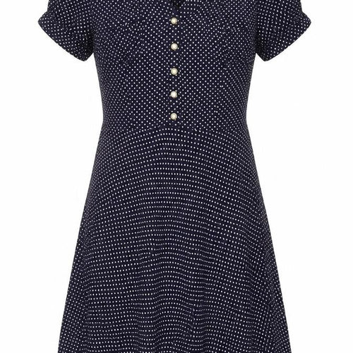 By Thierry Holland Women’s Blue Polka Dot Beaded Fit & Flare Dress Size 6
