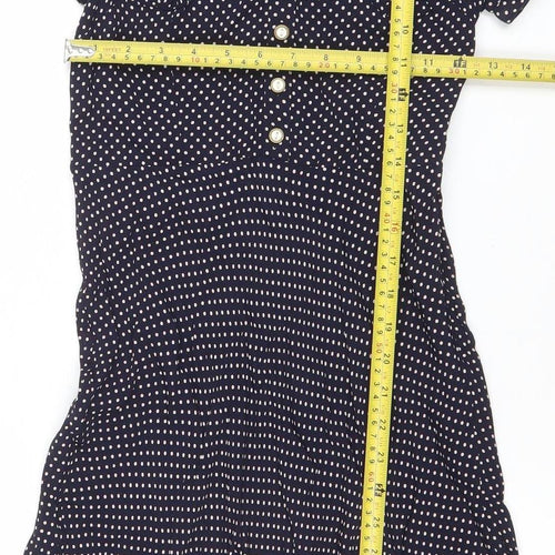By Thierry Holland Women’s Blue Polka Dot Beaded Fit & Flare Dress Size 6