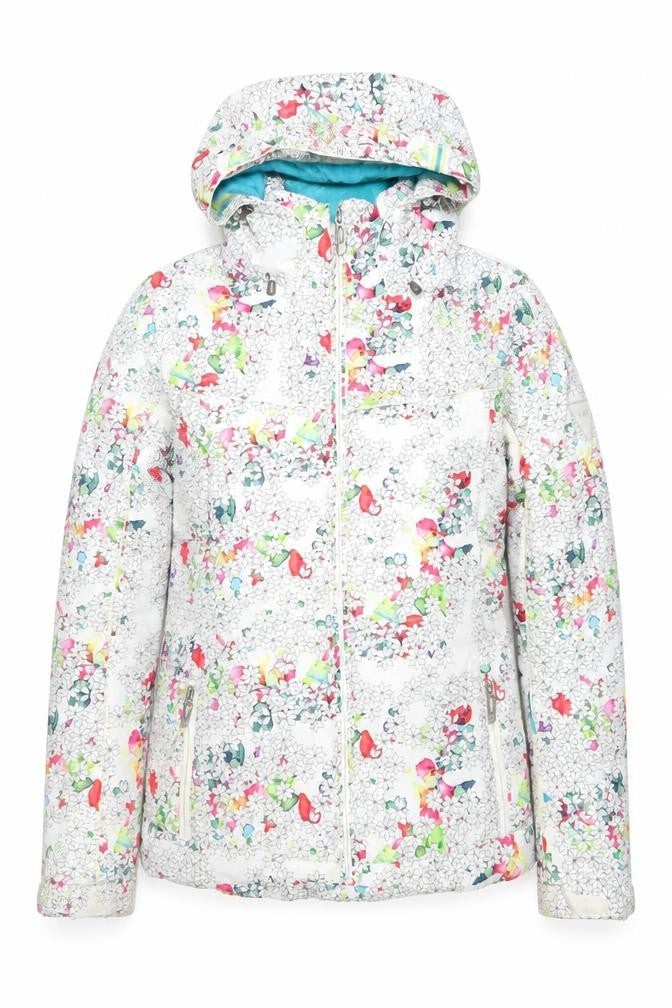 Front view of Wed'ze women’s multicoloured ski jacket s hooded insulated winter coat