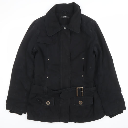 Dorothy Perkins Womens Black Belted Parka Jacket Size 10 Regular