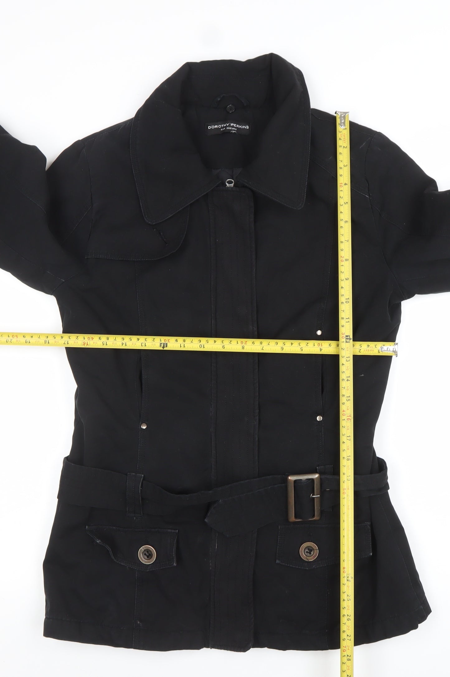 Dorothy Perkins Womens Black Belted Parka Jacket Size 10 Regular