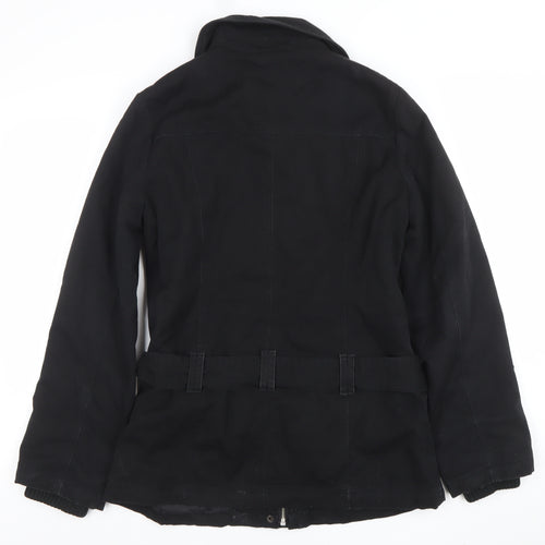 Dorothy Perkins Womens Black Belted Parka Jacket Size 10 Regular