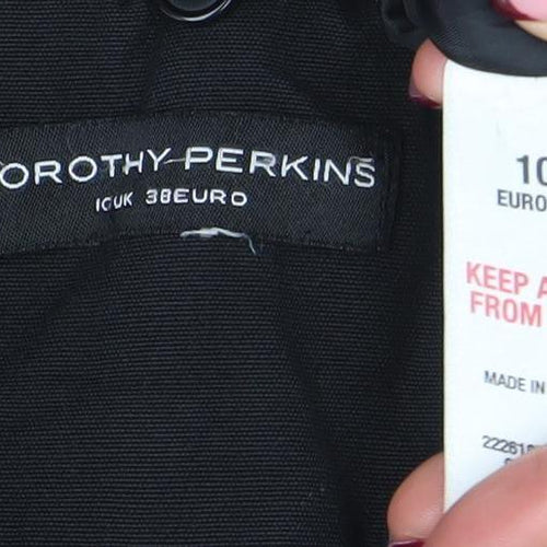 Dorothy Perkins Womens Black Belted Parka Jacket Size 10 Regular