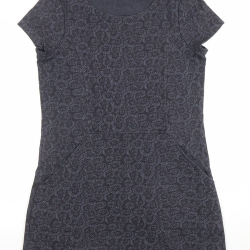 White Stuff Women Blue Size 12 Cotton Shift Dress Short Sleeve