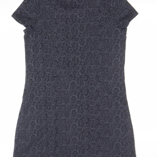 White Stuff Women Blue Size 12 Cotton Shift Dress Short Sleeve