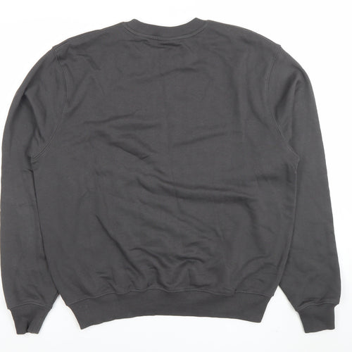 Brsbi Women Black Cotton Pullover Sweatshirt M Heart Embroidered Crew Neck