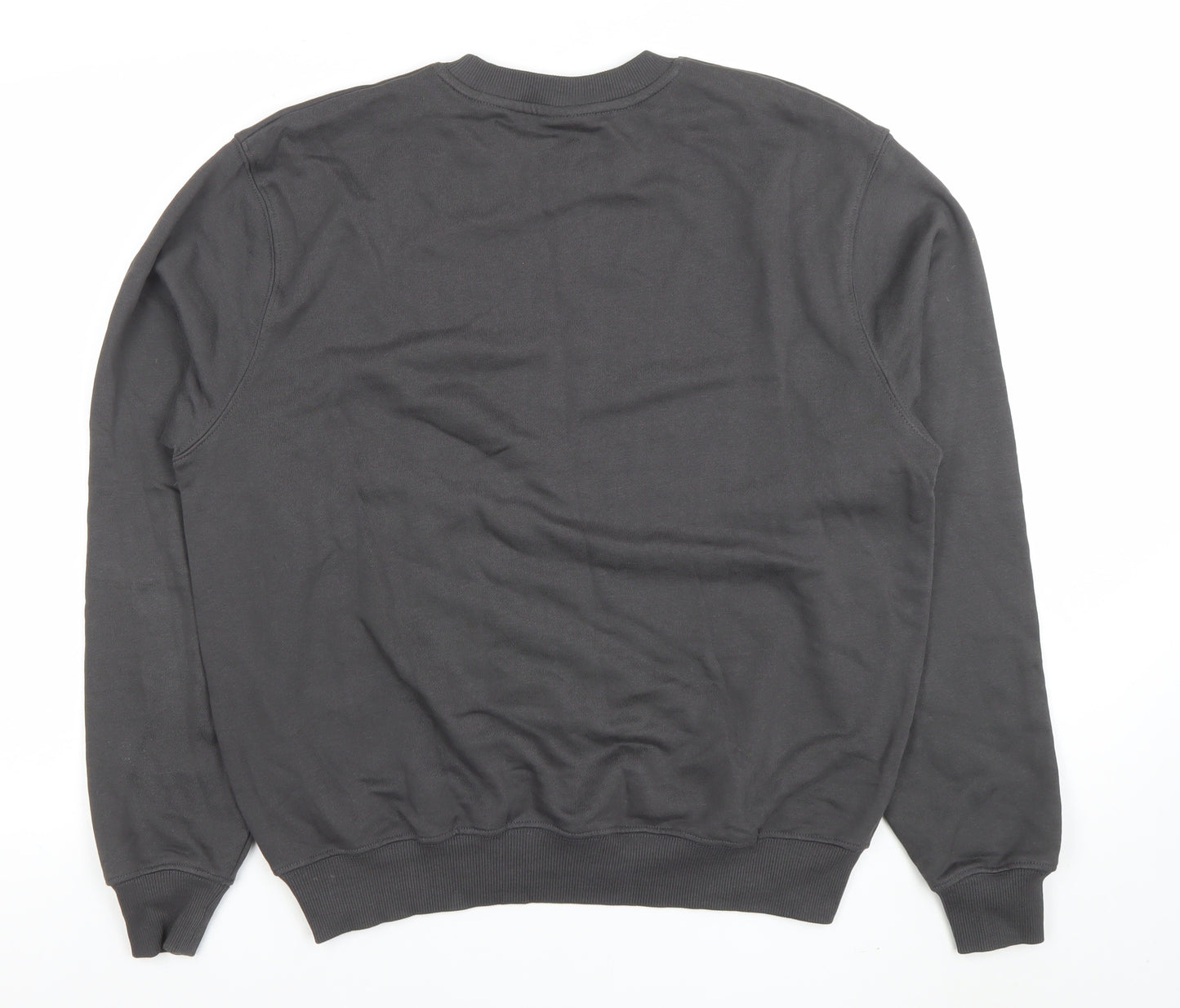 Brsbi Women Black Cotton Pullover Sweatshirt M Heart Embroidered Crew Neck