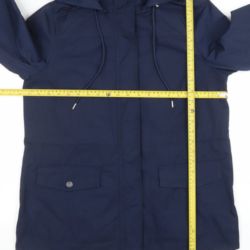 Jaeger Women Blue Hooded Parka Jacket Size 12 Mid-Length Lined