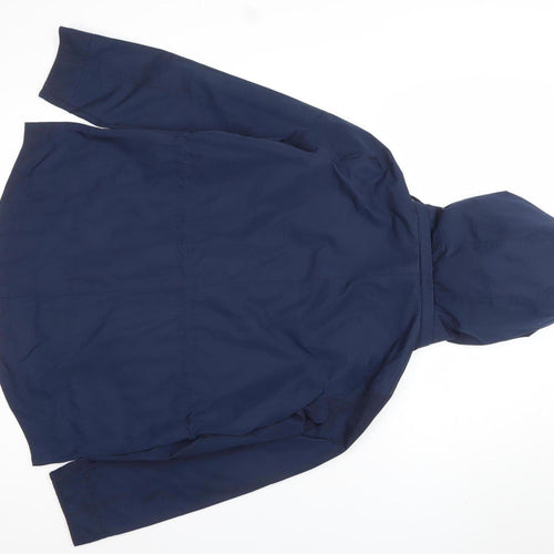 Jaeger Women Blue Hooded Parka Jacket Size 12 Mid-Length Lined