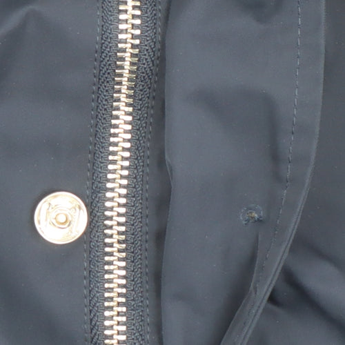 Jaeger Women Blue Hooded Parka Jacket Size 12 Mid-Length Lined