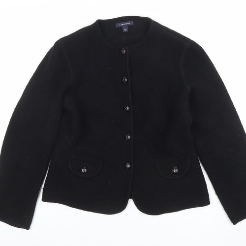 Lands' End Women's Black Wool Blazer Size 10 Classic Mid-Length