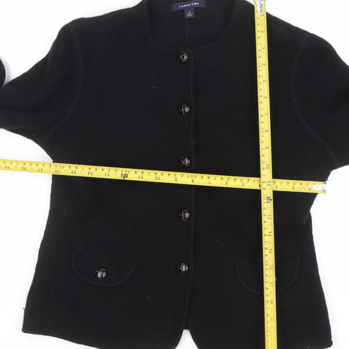 Lands' End Women's Black Wool Blazer Size 10 Classic Mid-Length