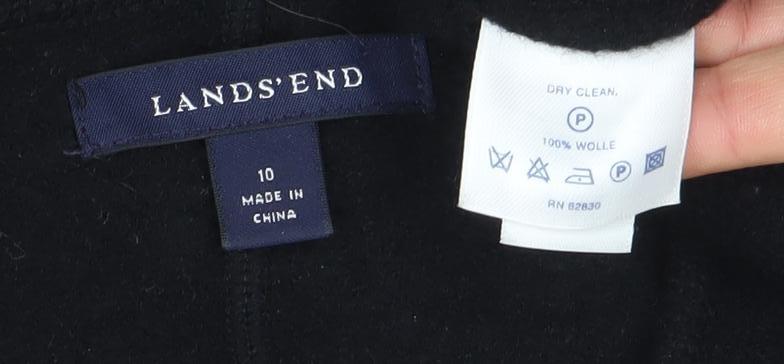 Lands' End Women's Black Wool Blazer Size 10 Classic Mid-Length