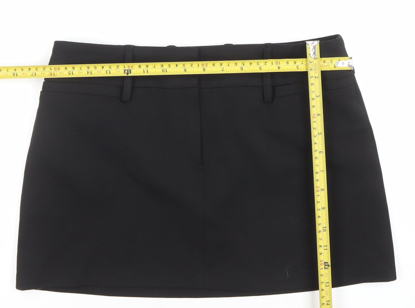 ZARA Women Black Short Pencil Skirt M Polyester Blend