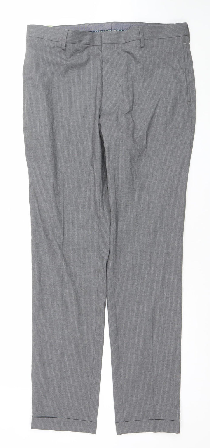 Marks and Spencer Men's Grey Slim Fit Dress Trousers 34in Waist 33in Leg