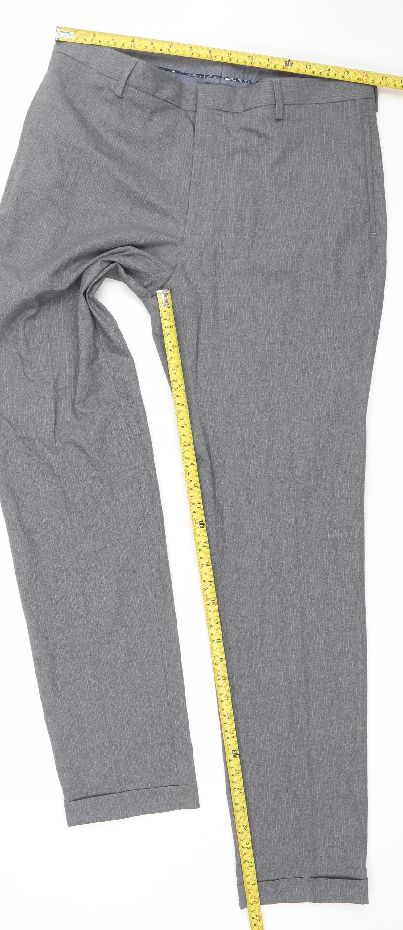 Marks and Spencer Men's Grey Slim Fit Dress Trousers 34in Waist 33in Leg