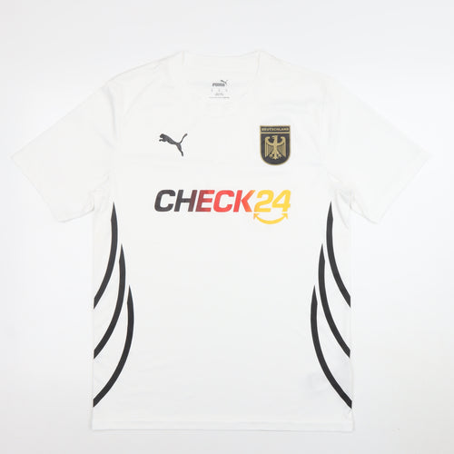 Puma Men's White Medium Football Jersey T-Shirt with Logo