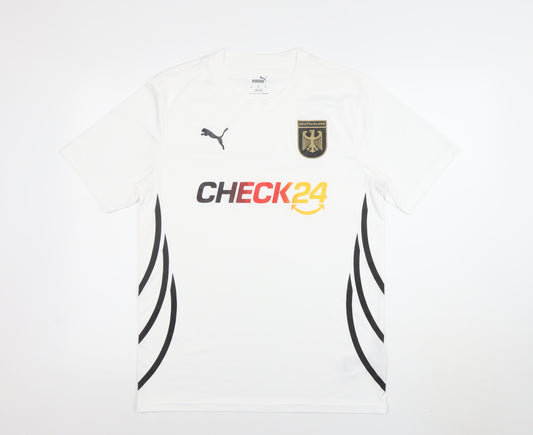 Puma Men's White Medium Football Jersey T-Shirt with Logo