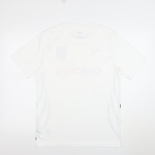 Puma Men's White Medium Football Jersey T-Shirt with Logo