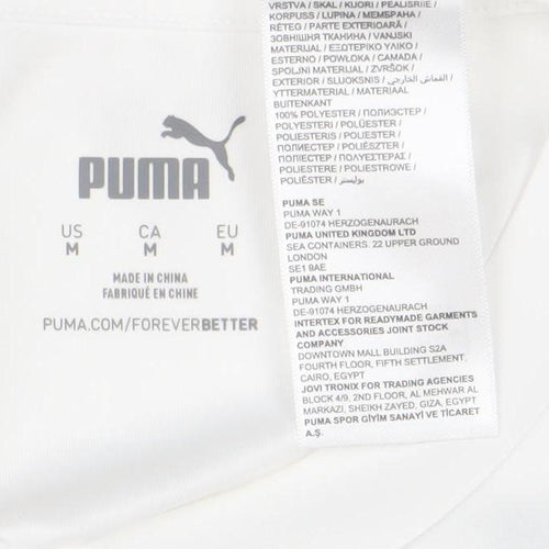 Puma Men's White Medium Football Jersey T-Shirt with Logo