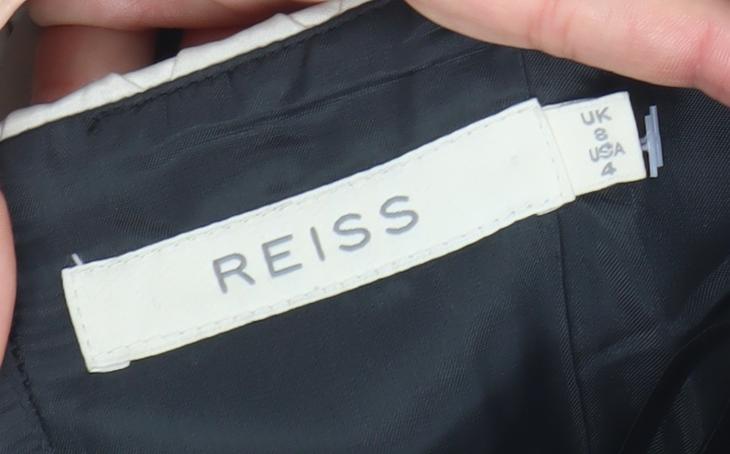 Reiss Women’s Black Beige Strapless Bodycon Knee Dress Size 8